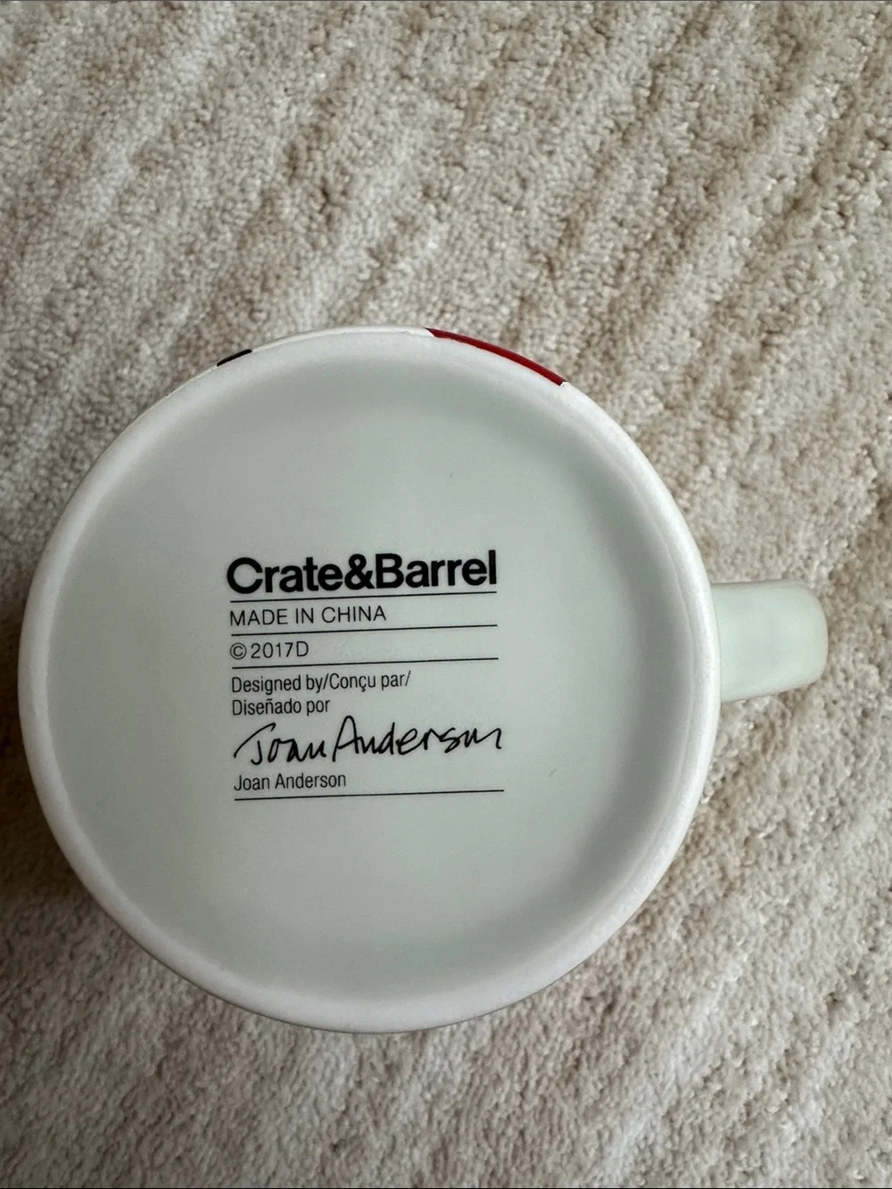2 Crate & Barrel-Joan Anderson Childs Mug Winter Pine Tree Snowman Holiday
